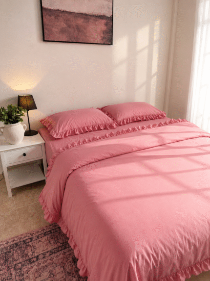 Parure 4 pièces en housse de couette en 100% coton rozase