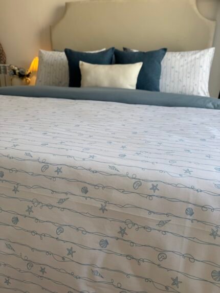 Parure بحر  🌊🐚M 6 pièces 100% coton ( en housse de couette )