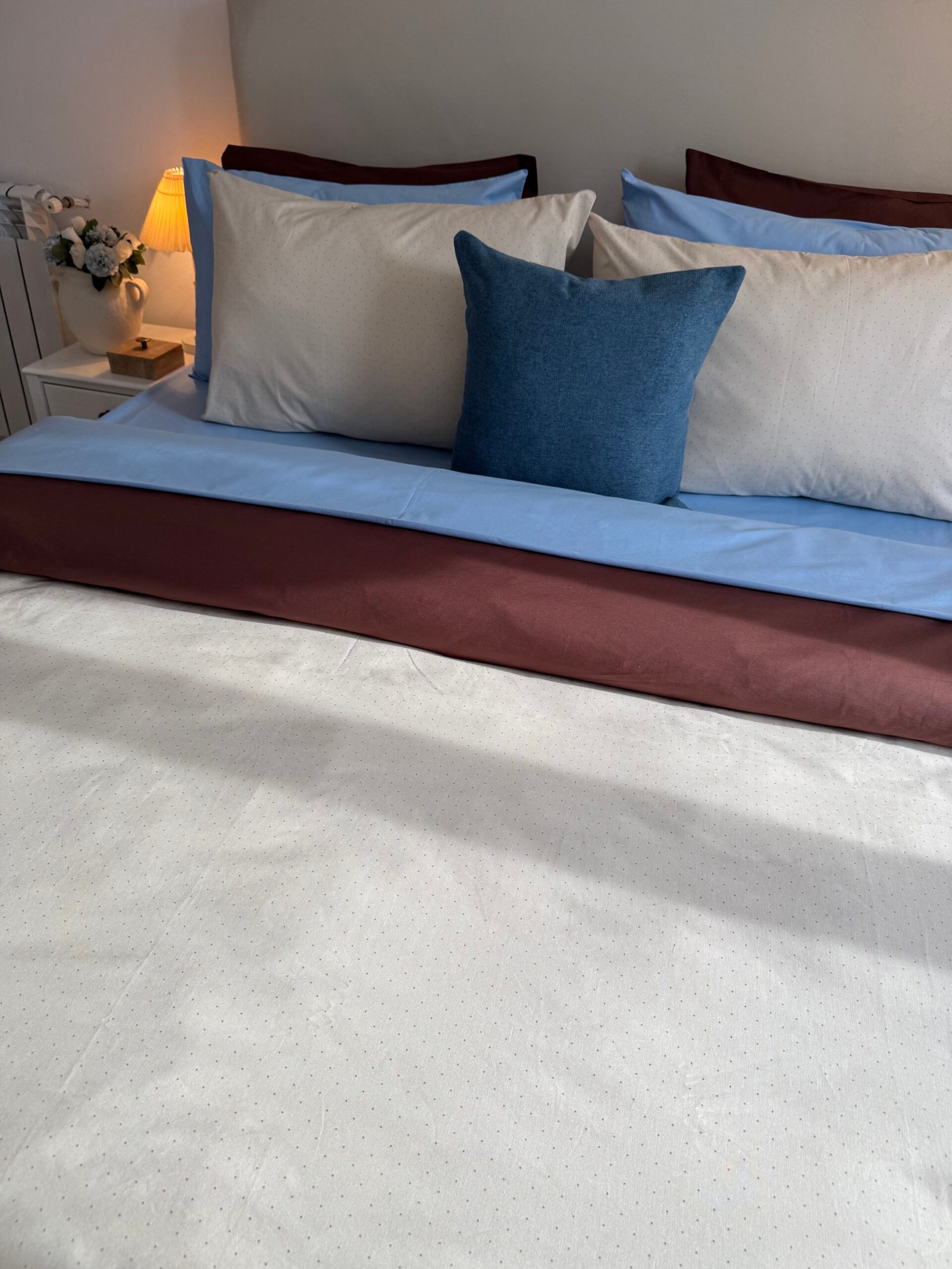 Parure de lit AZUR 🩵🤎 en 100% coton, 9 pièces